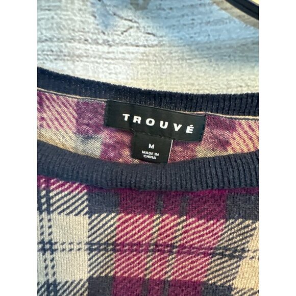 Trouvé Plaid Long-Sleeve Sweater Top Size M - Picture 2 of 3